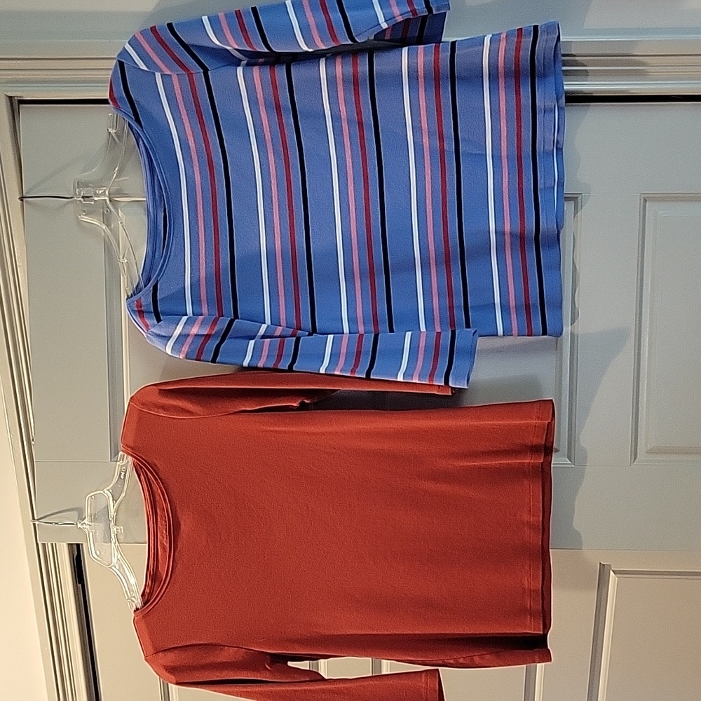 EUC - TWO Talbots 3/4 Sleeve Boatneck T-Shirts 100% Cotton MED PETITE